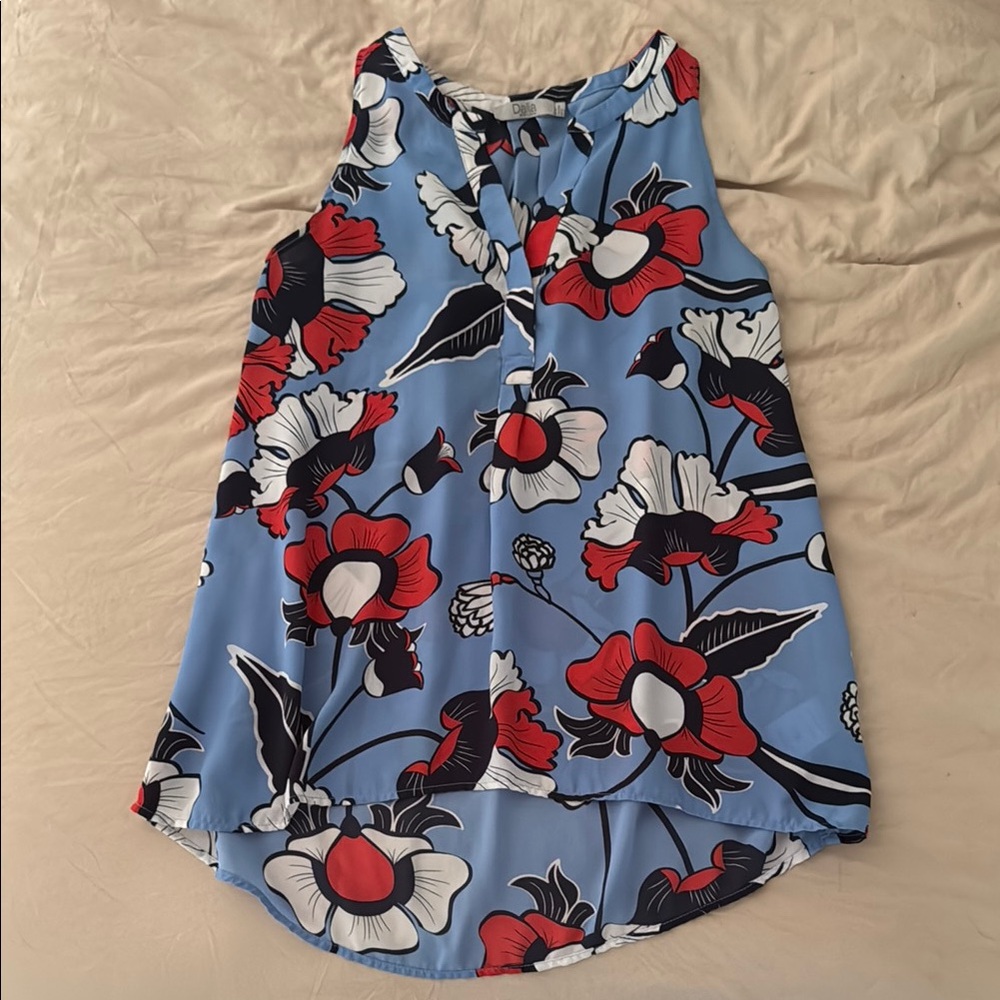 Dalia Blue and Red Patterned Top
